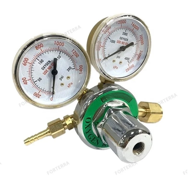 Oxygen Cylinder Gas Regulator Dual Pressure Gauges 0-200psi 0-4000psi 0-300bar W23-14 W22-14