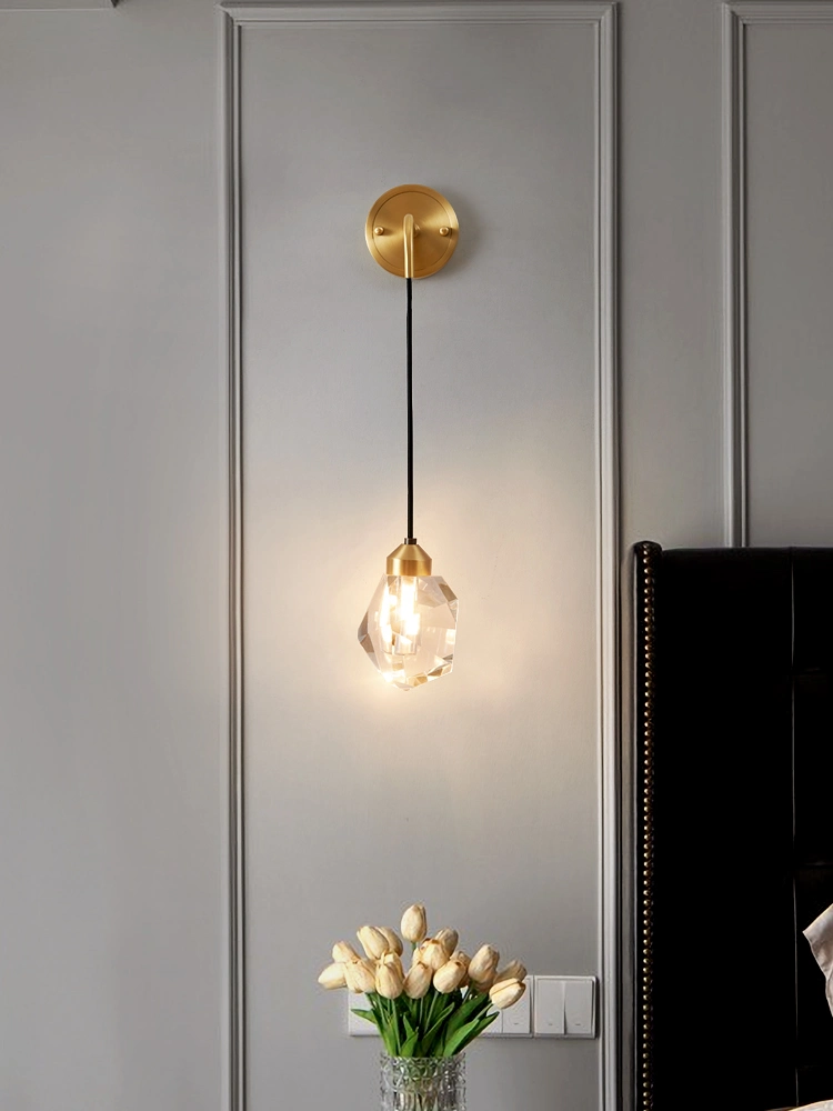 Masivel Luxury Retro Lighting Crystal Brass Indoor LED Wall Lamp
