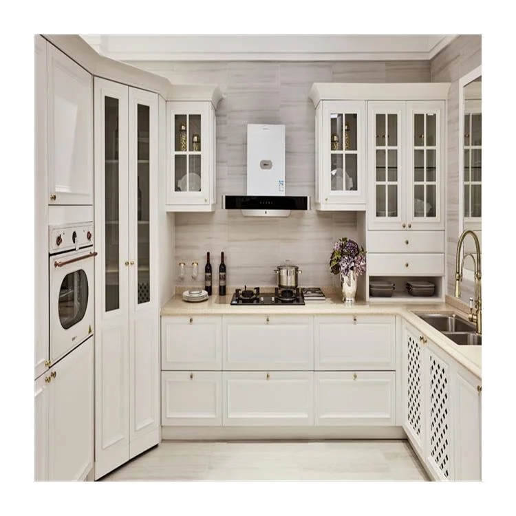 Meubles de cuisine de luxe moderne de la conception des armoires de cuisine brillant gris personnalisé