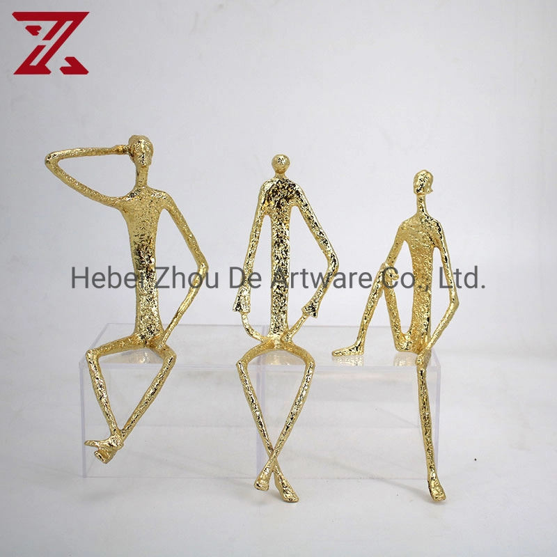 Ornamentos Gold Promotion de fábrica decoração de figuras metálicas de luxo para casa Ofertas de decoração