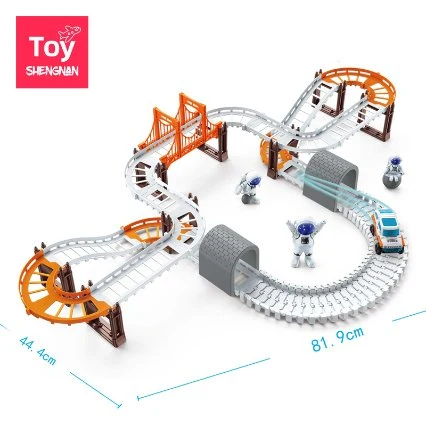 Space Ship Man Animal Musical Light Electric Dinosaur Kids Set Plastic Children Rail Toy Car Train Track
