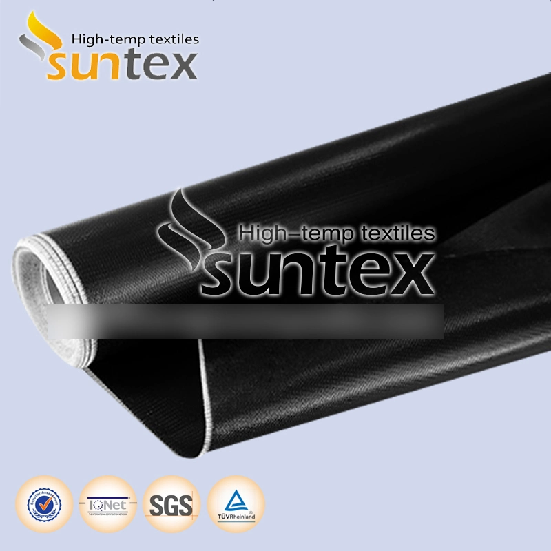 Black 0.42mm E-Glass Fire Resistance Coated Fire Blanket Waterproof Double Sided Fiberglass Insulation