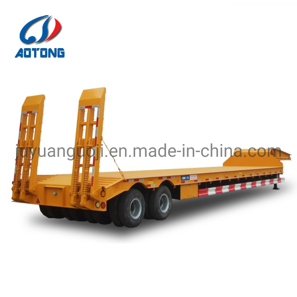 3ejes 60 toneladas de transporte de la excavadora el cuello de cisne Lowboy cama baja Lowbed camión remolque semi