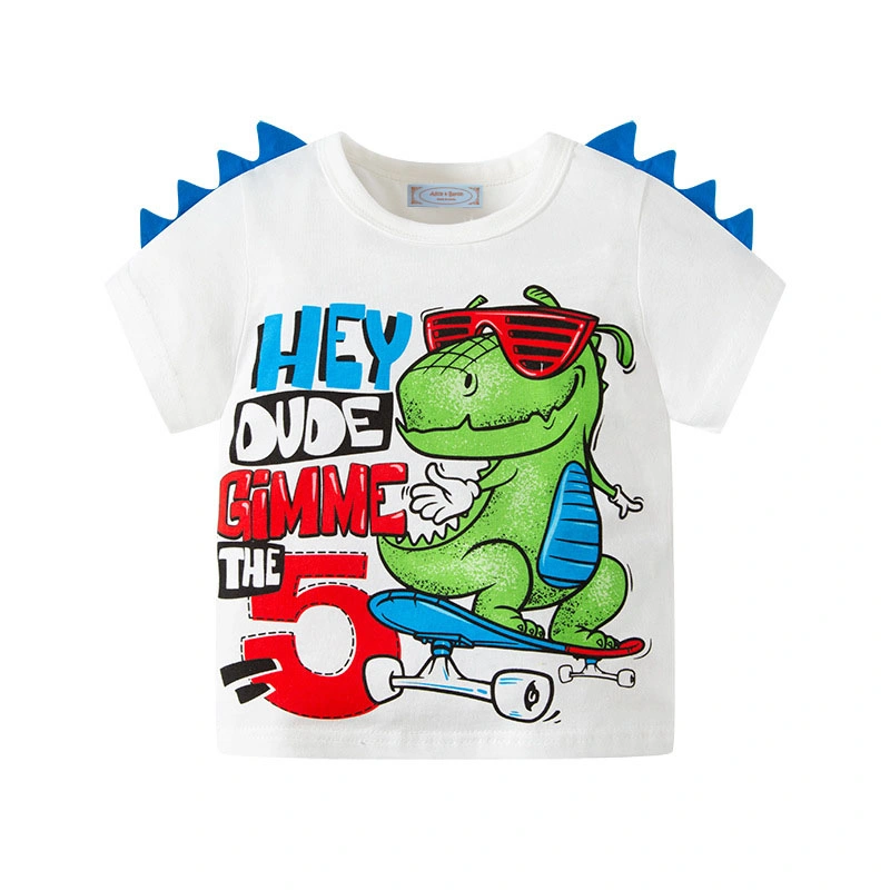 Großhandel Sommer Dinosaurier-Druck T-Shirts 3D Jungen Kleidung Kurzarm Kinderbekleidung