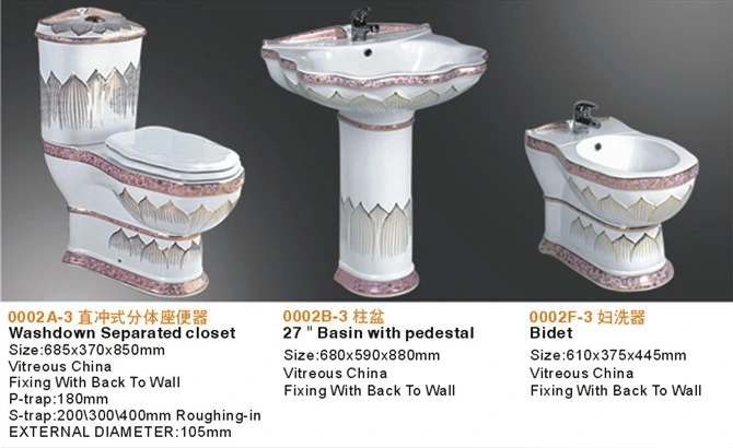 Sanitaryware Luxury Decorative 3PCS Bathroom Toilet Set