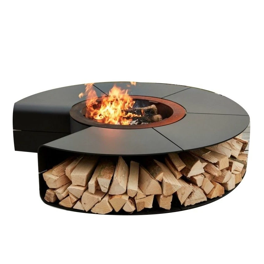 Round Outdoor Heating Fire Pit/Corten Steel Garden Decorative Brazier