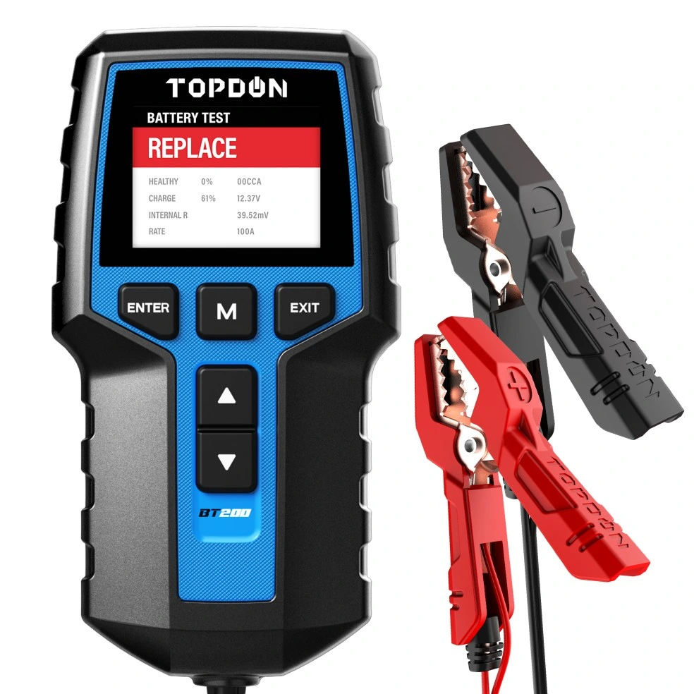 Topdon Factory Supply Customized Bt200 Smart Battery Capacity Voltage Load Charging Cranking Tests Machine Car Electric Battery Analyzer Tester