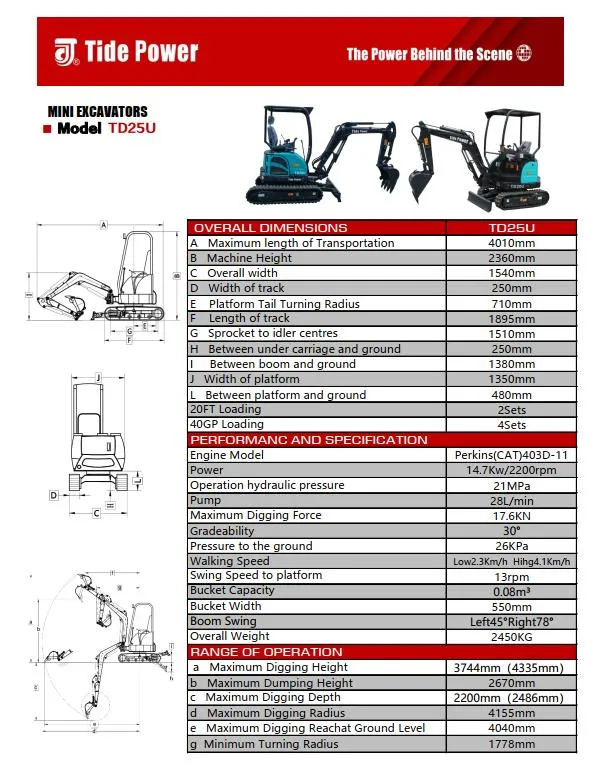 High quality/High cost performance  Tide 2.5t 3t CE EPA Hydraulic Miniexcavadora Mini Digger Mini Excavator with Imported Parts