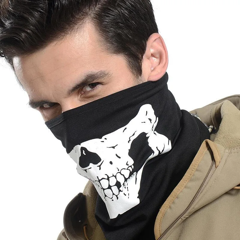 Motorcycle Face Masks Custom Logo Veil Half Face for out Riding Skull Face Tube Black Scarf