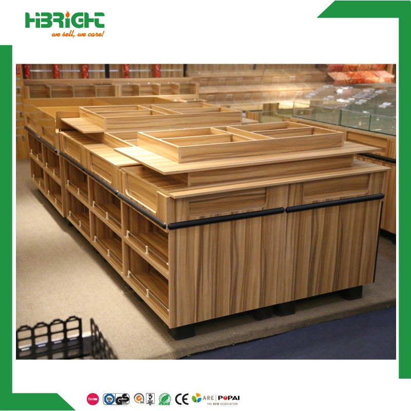 Wood Promotional Supermarket Vegetable and Fruit Display Table