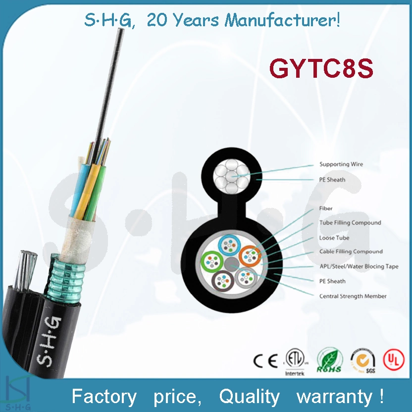 12/24/36/48/60/72/96/144 Core Figure 8 Multi Loose Tube Armored Outdoor Fiber Optic Cable GYTC8S