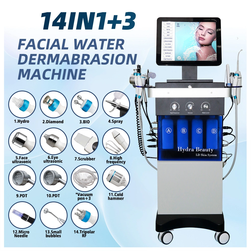 Facial Dermabrasion Facial RF Vacuum Cavitation Aqua Peel Diamond Peeling12 in 1 Facial Lift Skin Scrubber Moisturizer LED PDT Beauty Equipment