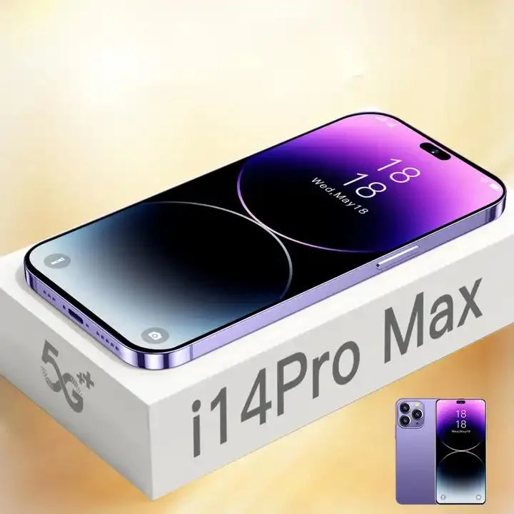 Baratos original I 14 PRO Max Unlock Cell Phone Android Smart Mobile 5 g de SIM duplo de 7.3 polegadas, versão global, 12 GB e 512 GB Telefone