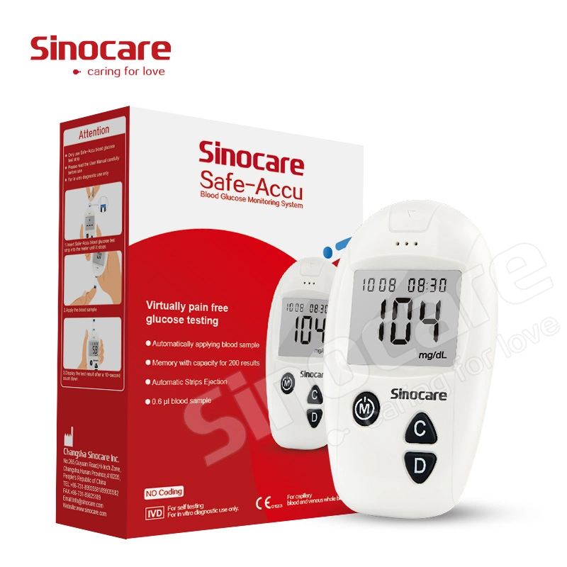 Sinocare Diabetes Meter Blutzucker-Monitoring-Kit für 10 STÜCK Teststreifen