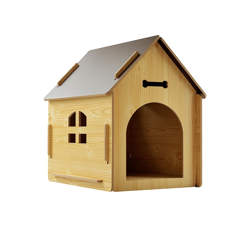 Utilisation intérieure et extérieure Maison pour animaux Facile à assembler Chenil pour chien Lit en bois respirant pour animaux de compagnie Portable Lit pour chat et chien