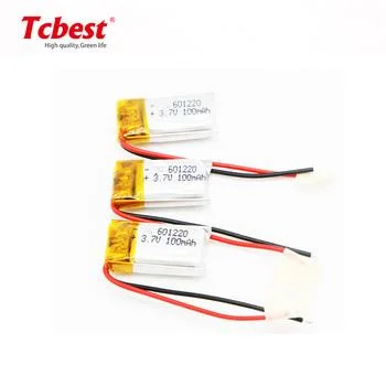 601220 3.7V 100mAh recarregável de polímero de iões de lítio de 601220 para bateria eléctrica de motociclos