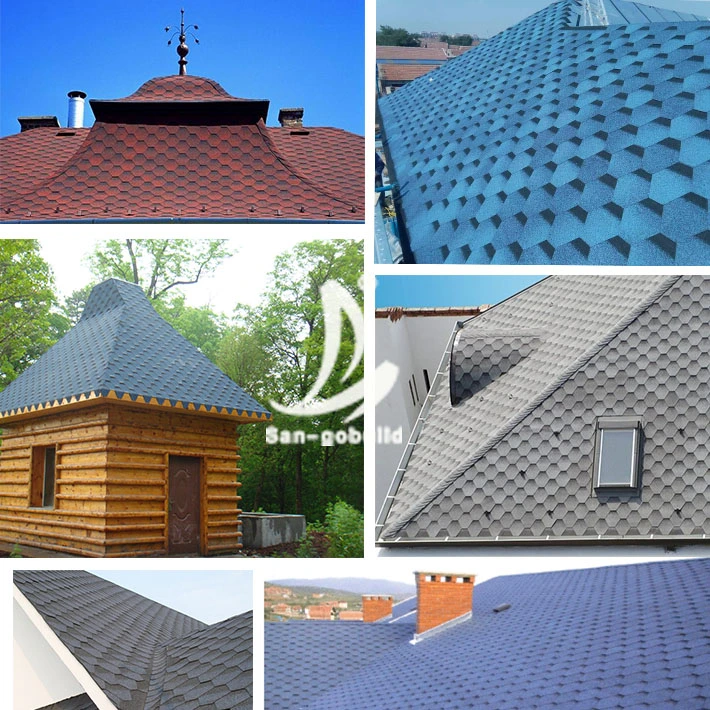 Novos materiais de construção de edifícios telhado em mosaico de fibra de vidro Bituna telhas Asphalt Telhas de teto