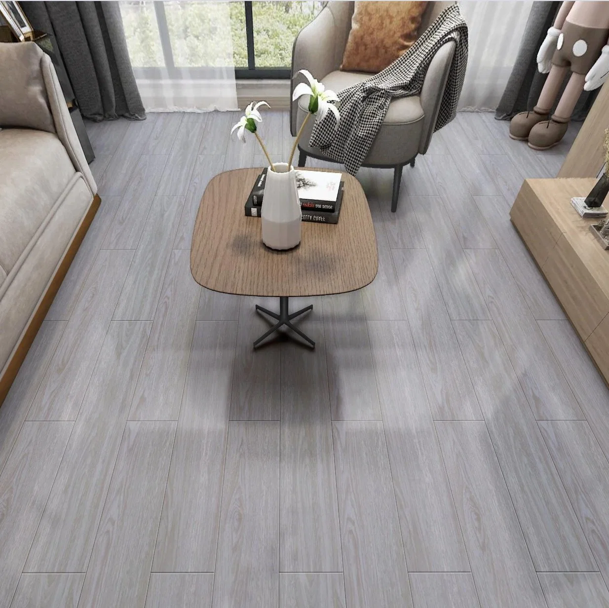 UR1207 Foshan Decoration Building Material 200X1200mm 200X1000mm Glazed Ceramic Wooden Floor Tile