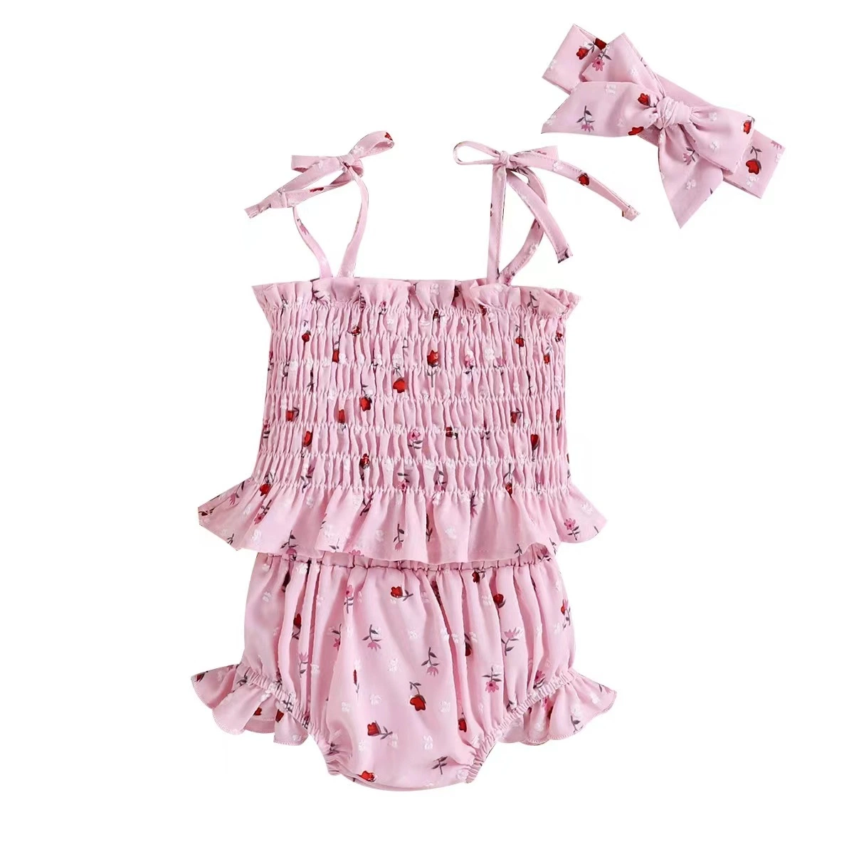 Summer Baby Girl New Sling Tops Shorts Three-Piece Baby Clothes