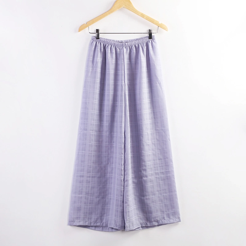 2023 último Verão Relax Home Pants para mulher Pajama Home Trousers Calças casuais de linho de algodão puro Calças quadradas Calças quadradas ′ S largas Calças para pernas