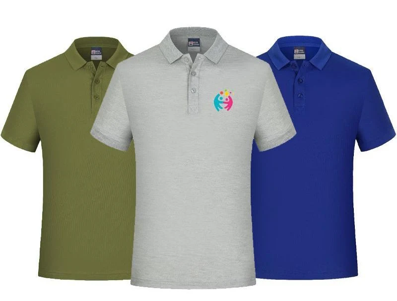 Logótipo personalizado de fábrica Cor sólida Plain Blank Cotton Embroidery para homem Polos