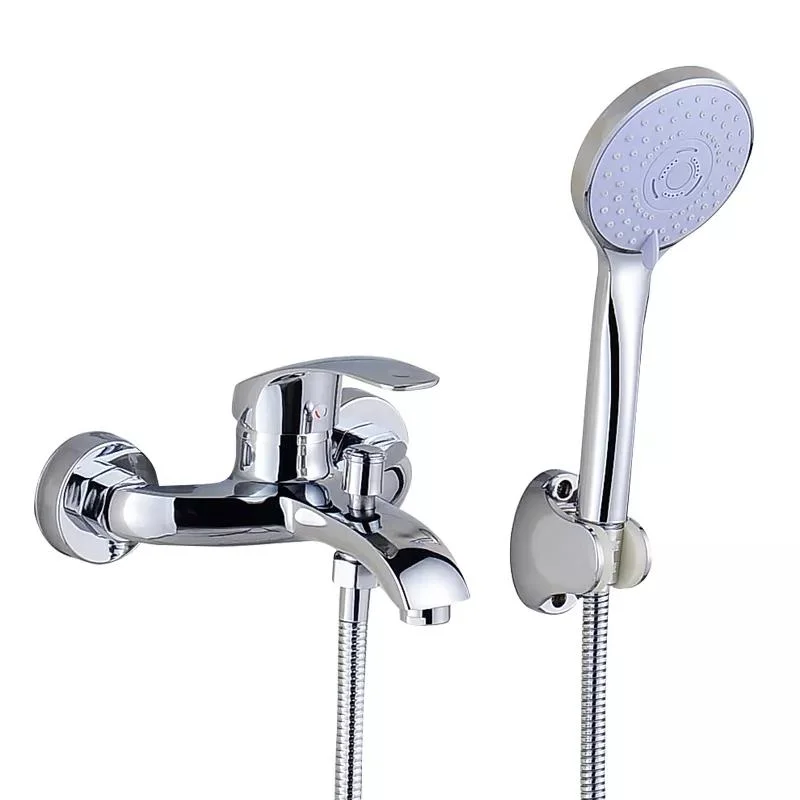 Bathroom Shower Brass Chrome Wall Mounted Bath Shower Mixer Tap Shower Head Set Bathtub Tap