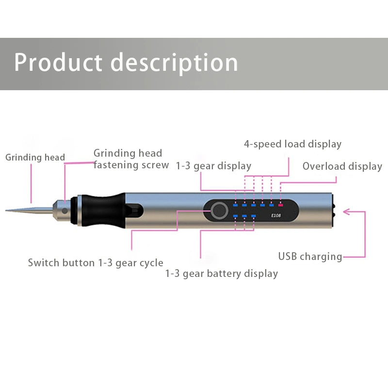 New Hot Sale Electric Mini Drill USB Charging DIY Rotary Cordless 3speed Wireless Polishing Engraving Pen Engravers Pen