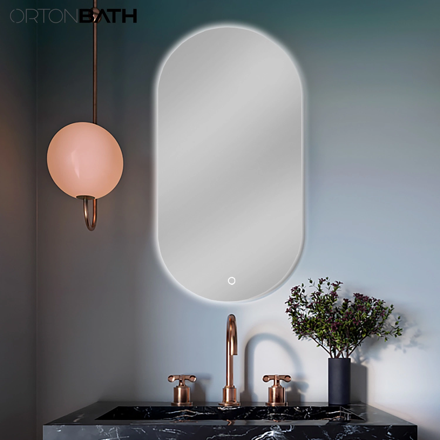 Ortonbath Neueste Design Großhandel Startseite Dé Cor Luxus Rechteck Smart Glas Möbel LED Licht Acryl beleuchtete Wandspiegel LED Spiegel