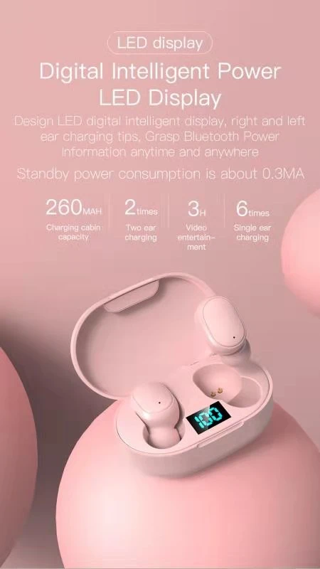 Наушники-вкладыши для наушников с беспроводной гарнитурой Bluetooth и зарядным футляром для Аксессуары для телефона светодиодный дисплей зарядный футляр на 260 мА/ч.