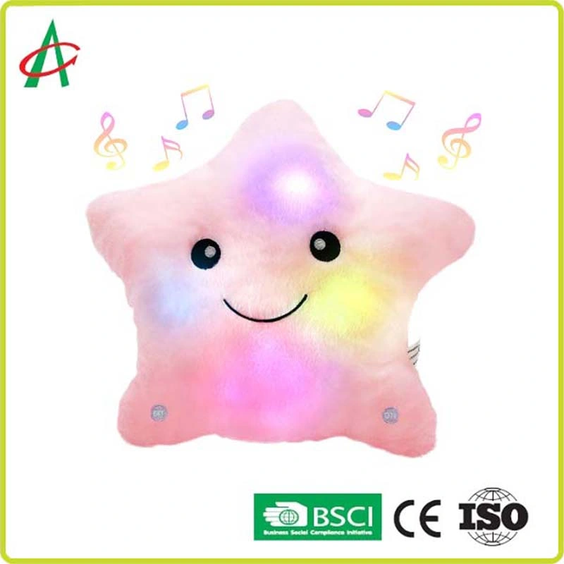 Musical Soothe Lullaby Twinkle Plush Star Pillow with LED Light for Babies Toddler