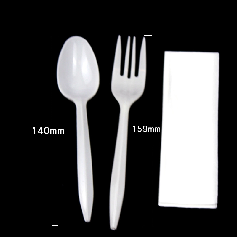 Disposable PP Fork Spoon and Napkin Plastic 3 in 1 Cutlery Set