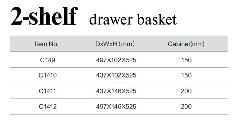 150mm 2 Niveau tiroir pour armoire de cuisine de l'organiseur