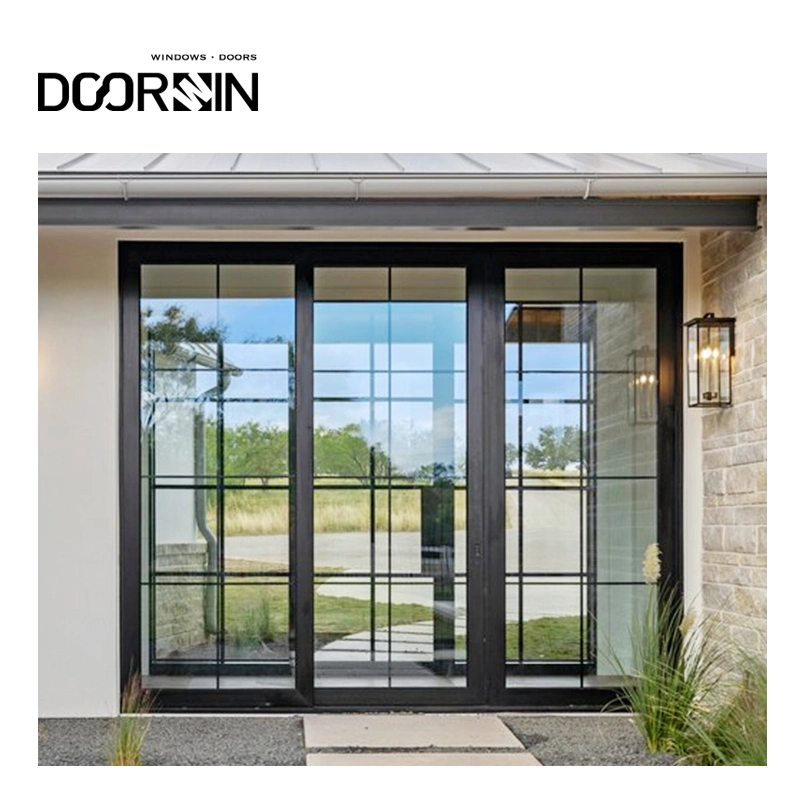 Doorwin Modern Wholesale/Supplier Price Aluminum Alloy Tempered Glass Windows and Doors with Grill Design Steel Aluminum Metal Black Lift and Sliding Door