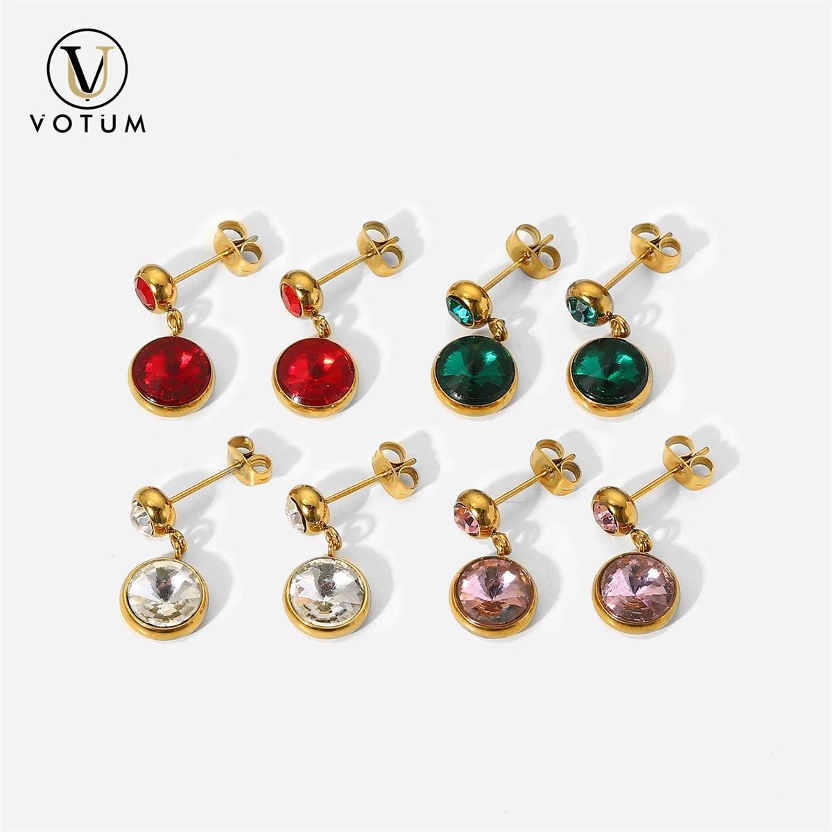 Votum الجملة الكوارتز كريستال 18K الذهب Plated Eardrop المحاجر مجوهرات نسائية فضية أنيقة 925