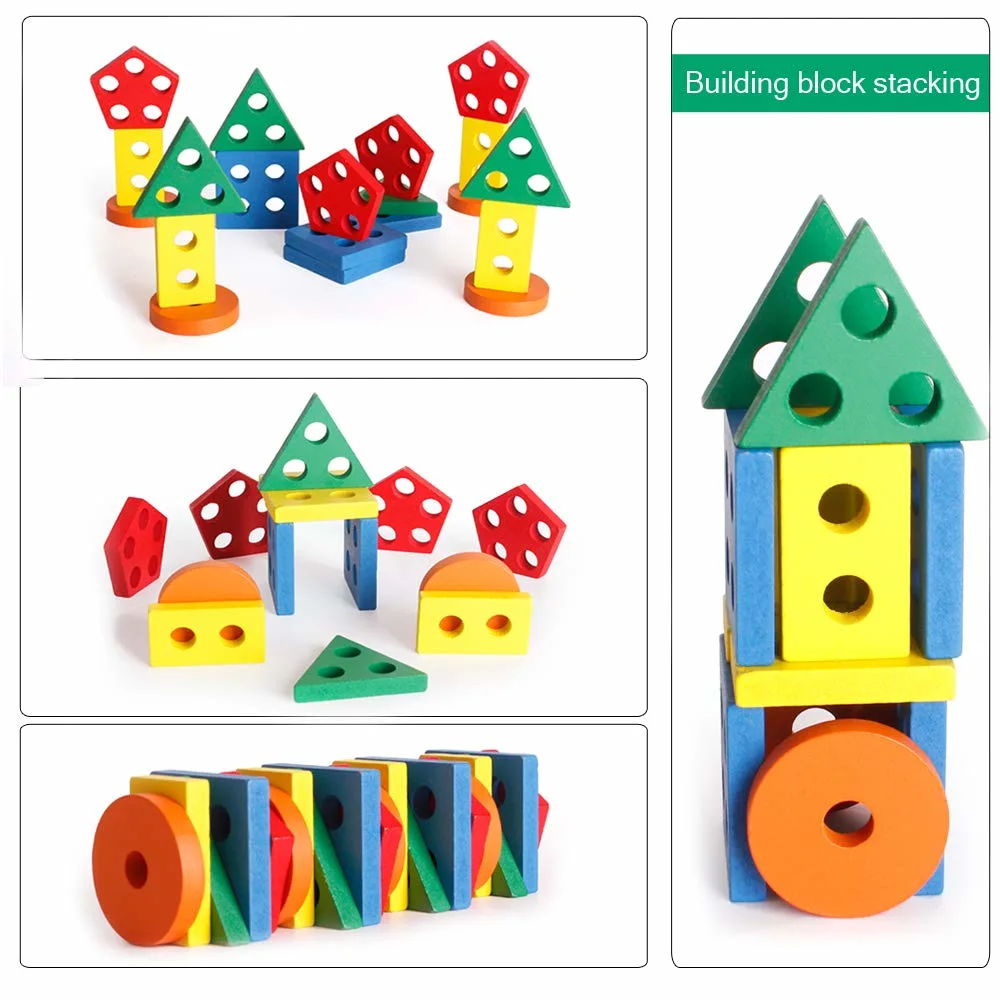 Shape Sorter and Color Stacker Preschool Kids Wood Gifts