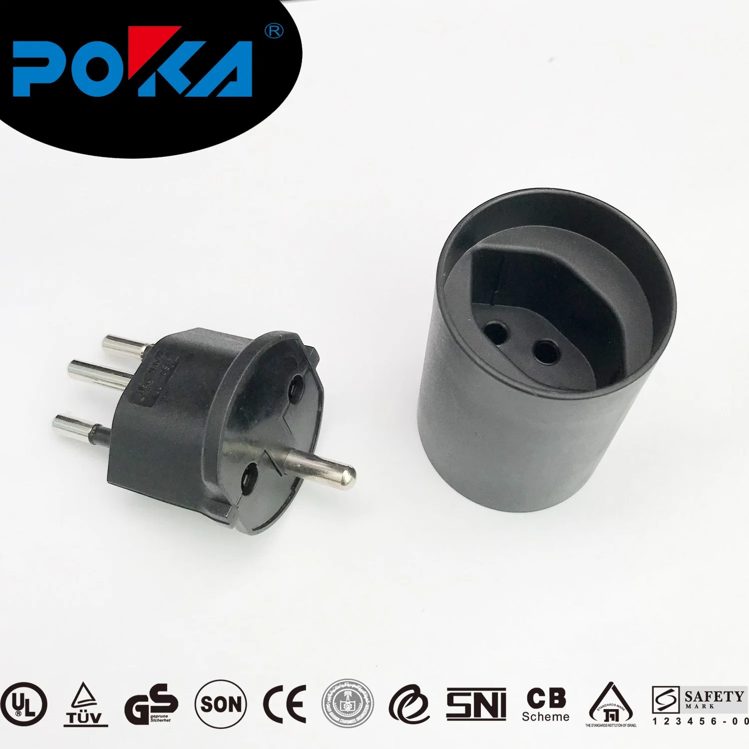 Switzerland 3 Round Pin Plug to EU Plug Adapter Converter