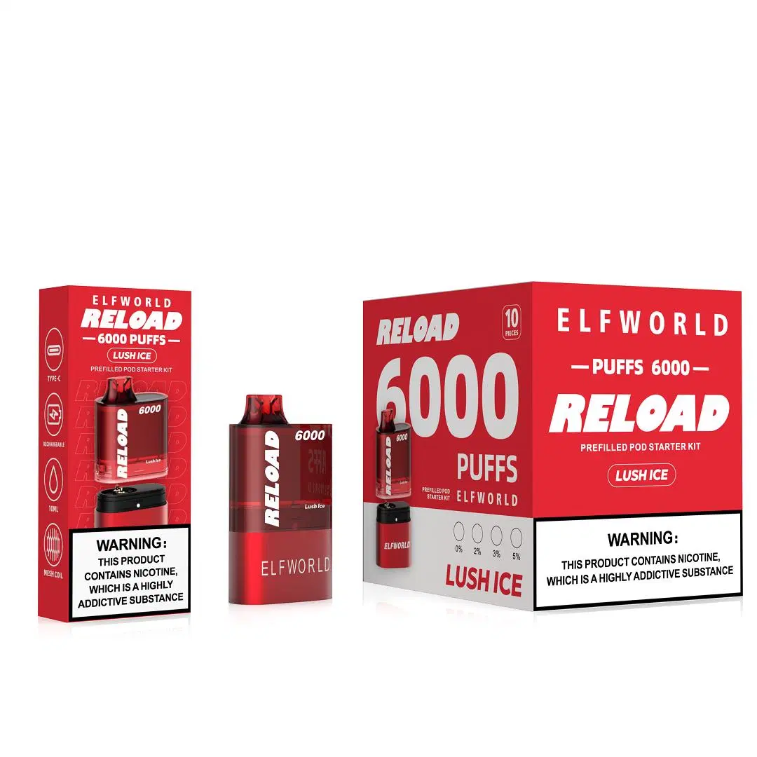 Elfworld Reload 6000 Puffs No Leakage Vape Pod System Prefilled 12ml E-Liquid Vape Cartridge V. S Hippobar