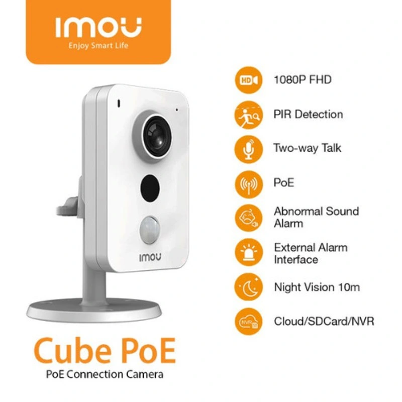 Powered by Dahua Imou Cube WiFi Wireless Poe 2MP/4MP Detección PIR de alarma de detección de sonido externo Interfaz bidireccional hablar de la cámara de inicio de la nube de Poe