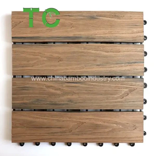 Carbodized Bamboo Wood Interlock Deck Tile Outdoor Engineered Flooring