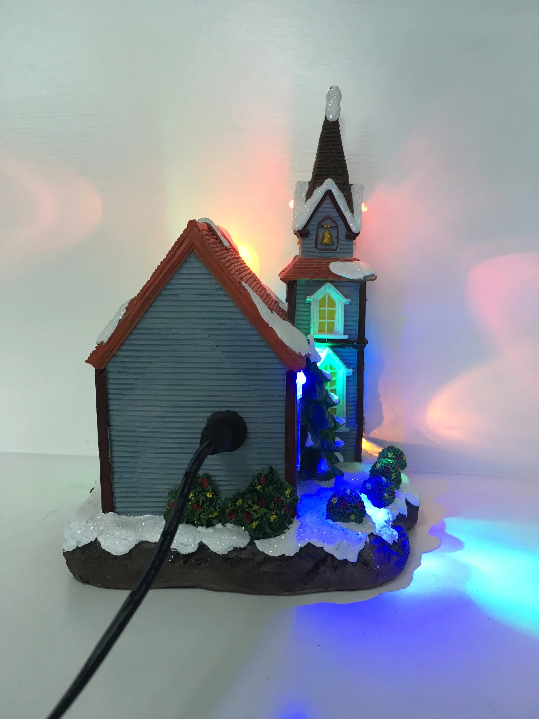 Resin Christmas House with LED and Musical Functions