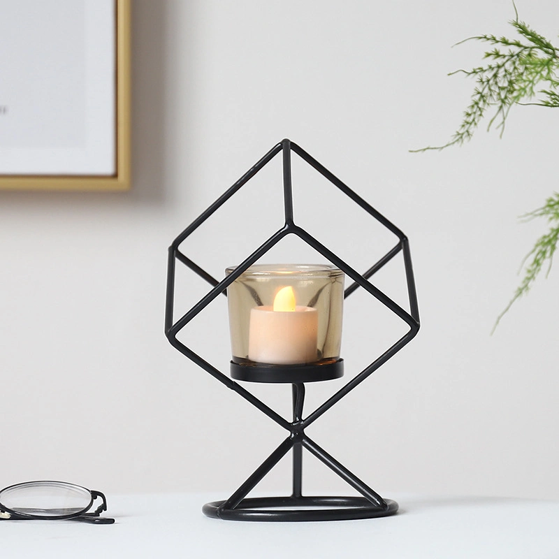 Iron Candlesticks Are Decorated with Geometric Lines