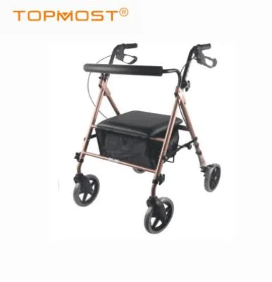 Bastidor de aluminio Caminata asistida silla de ruedas para adultos con discapacidad Walker con asiento Rollator ahorro de mano de obra con cesta