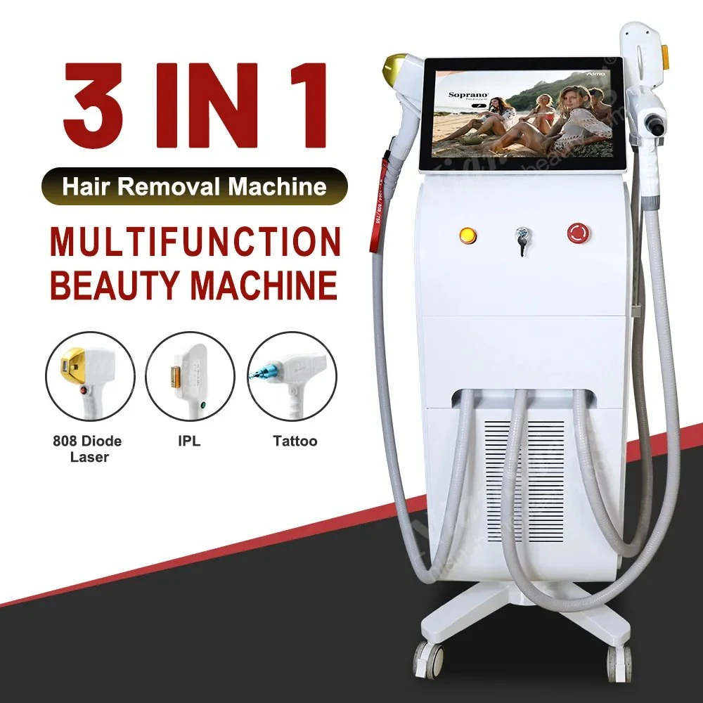 Diode Laser Titanium Beauty Device 1064nm 755nm 808nm Diode Laser Opt IPL Permanent Hair Removal ND YAG Laser Tattoo Removal & Skin Rejuvenation for Salon