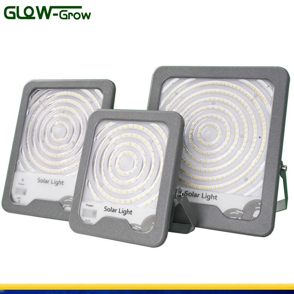 Foco Solar LED à prova de água IP66 de 400 W para pátios de jardim Decoração de casa com controlo remoto ótico inteligente