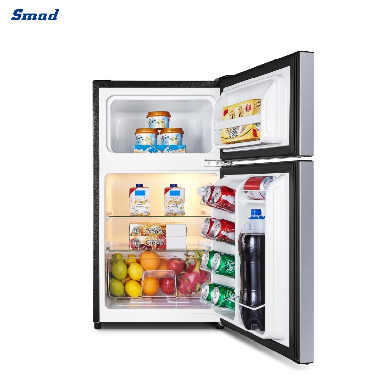 Smad 3.3 Cu. FT Double Door Top Freezer Small Mini Refrigerators Fridge