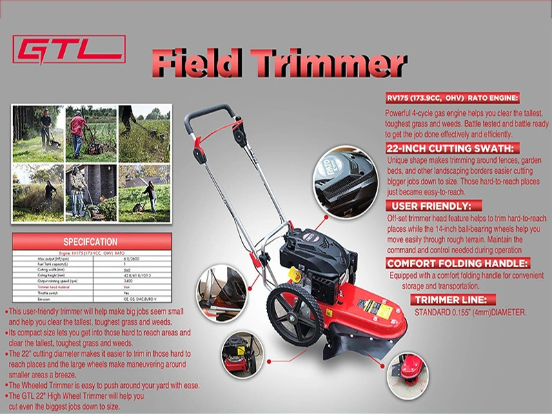 Behind Walking Brush Cutter Hand Push Gasoline String Trimmer Field Trimmer with Rato Engine (FT6.0)