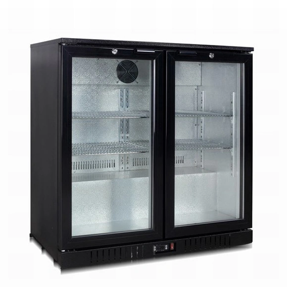 Puerta doble Enfriador de bebidas barra negra la pantalla de almacenamiento en frío de la cerveza y la pantalla Mini refrigerador refrigerador