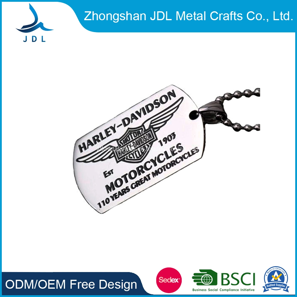 Custom Metal Zinc Alloy Embossing Embossing Machine Engraving Stainless Steel Blank ID 3D Logo Silver Plated Dog Tag Pendant for Decoration