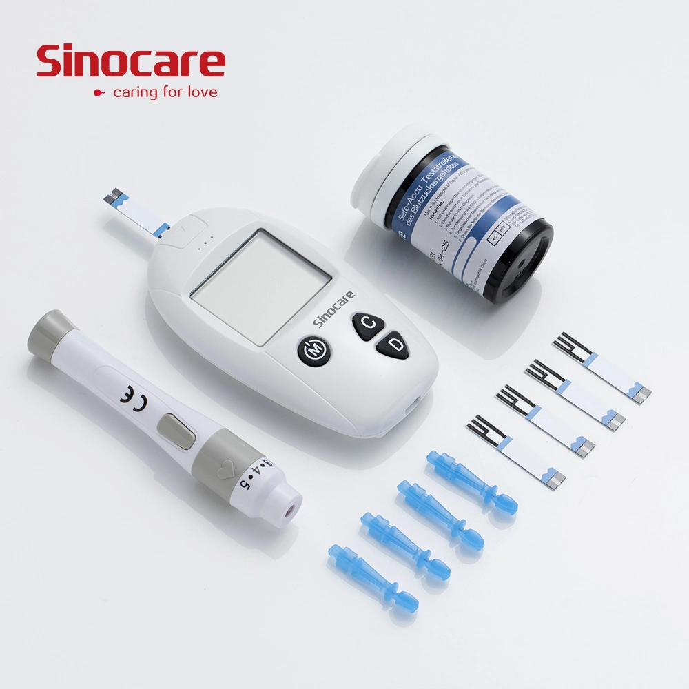 Sinocare Medidor de Glicose no Sangue Glucometer Tiras de Teste para Diabéticos Tiras de Teste de Glicose e Glucomet Medidor de Glicose Grátis Monitor de Glicose no Sangue