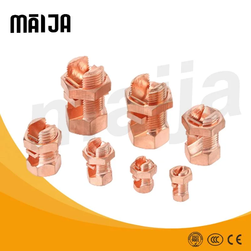 Earthing Accessories Red Copper Plated Brass Cable Connector Clamps Split Bolt Wire Split Bolt Connector